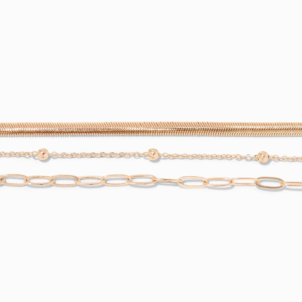 Gold-tone Mixed Chain Multi-Strand Bracelet