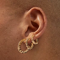 Gold-tone Twisted Hoop Earring Stackables Set - 3 Pack