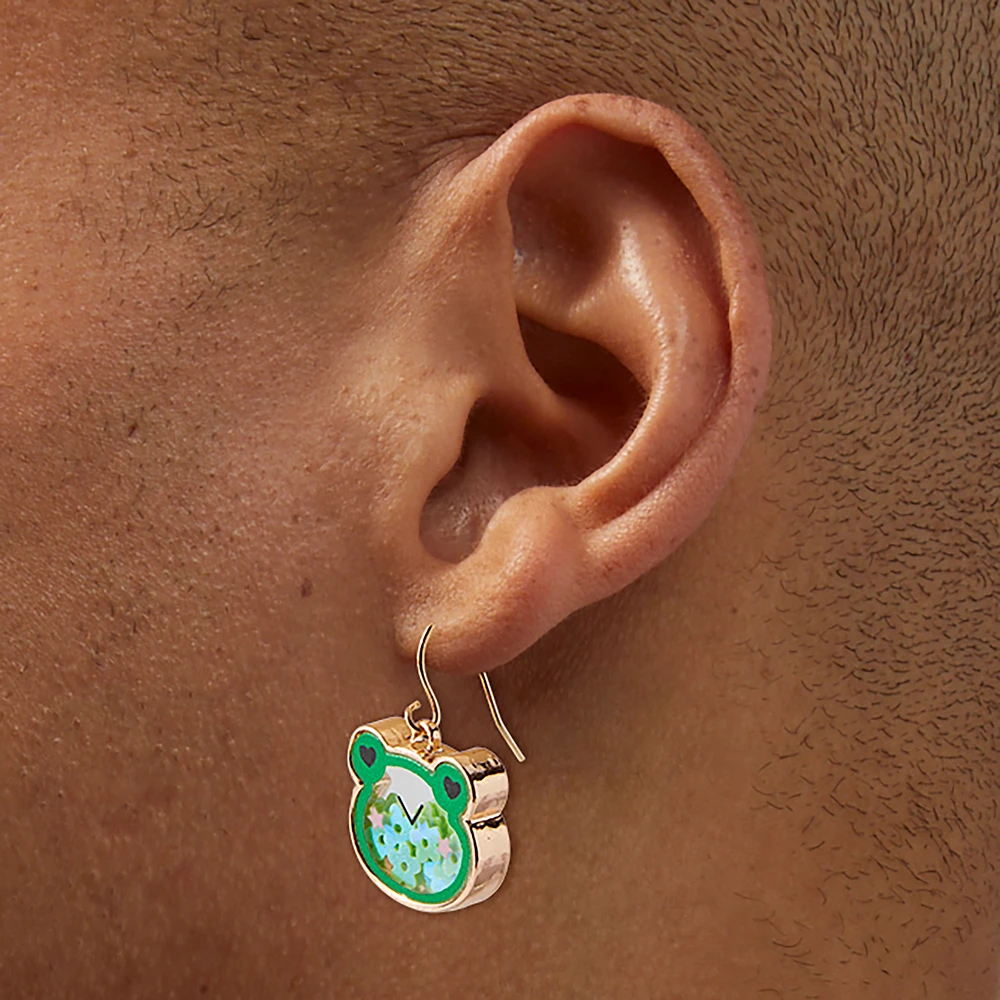 Green Frog Shaker Drop Earrings