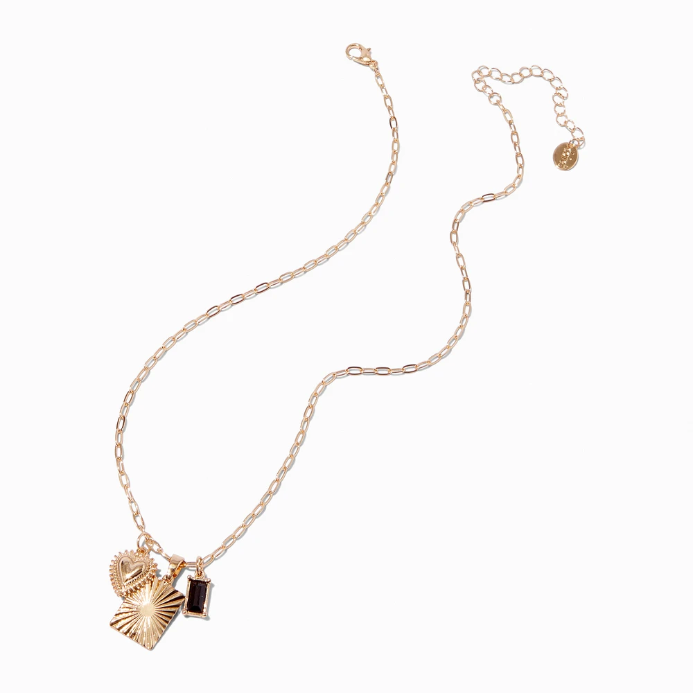 Gold-tone Mixed Charm Pendant Necklace