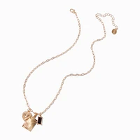 Gold-tone Mixed Charm Pendant Necklace