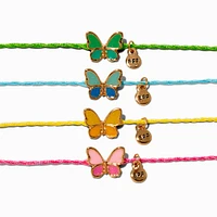 Best Friends Pastel Butterfly Cord Bracelets - 4 Pack