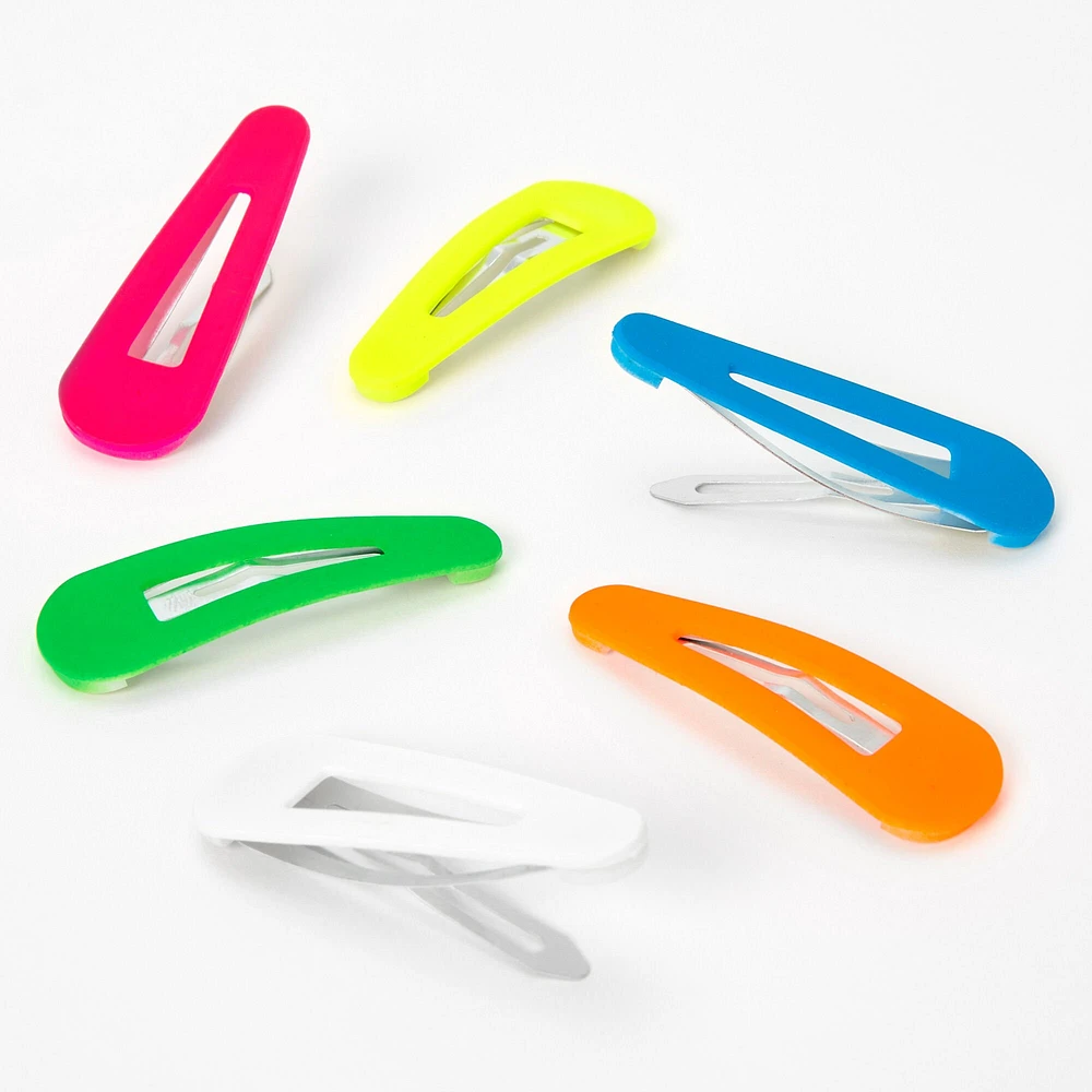 Neon Rainbow Snap Hair Clips - 6 Pack 