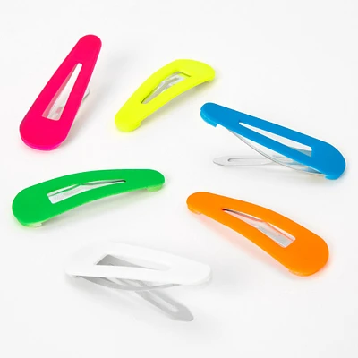 Neon Rainbow Snap Hair Clips - 6 Pack 