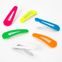 Neon Rainbow Snap Hair Clips - 6 Pack 