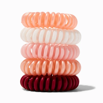 Mixed Tan Spiral Hair Ties - 5 Pack 