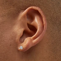 Silver-tone Cubic Zirconia 3mm Trillion Stud Earrings