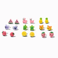 Pastel Fruit Stud Earrings - 9 Pack 