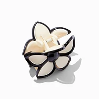 Cream & Black Lined Flower Hair Claw
