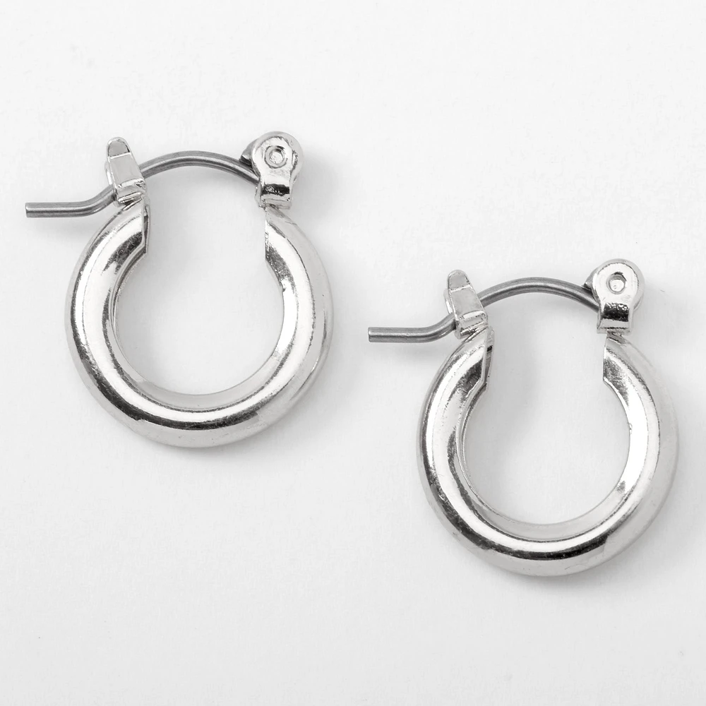 Silver-tone 10mm Tube Hoop Earrings
