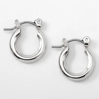 Silver-tone 10mm Tube Hoop Earrings