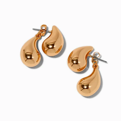 Gold-tone Bean & Ball Front & Back Stud Earrings 