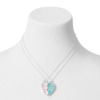 Best Friends Pink & Blue UV Color-Changing Split Heart Pendant Necklaces - 2 Pack