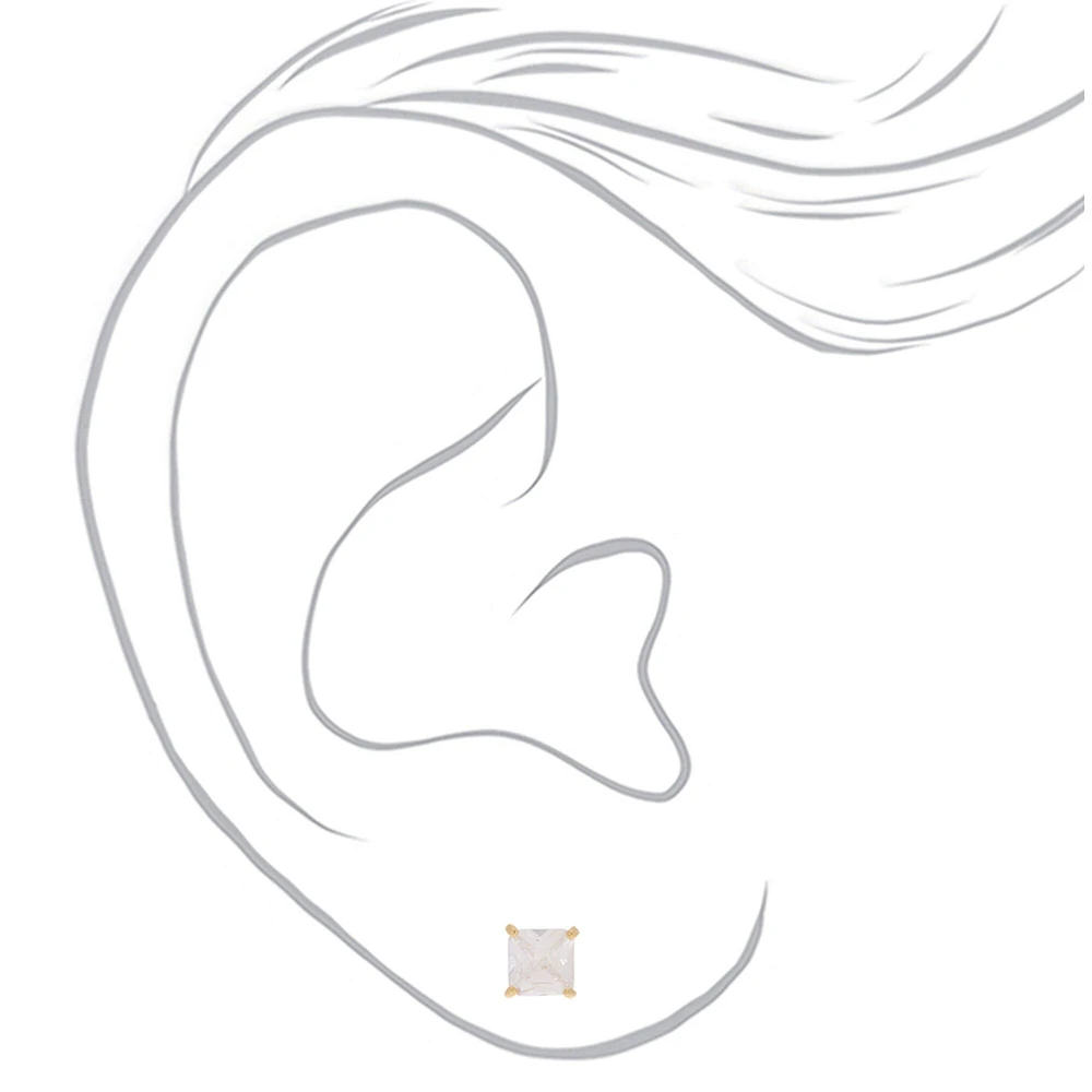 C LUXE by Claire's 18kt Gold Plated Cubic Zirconia 7mm Square Stud Earrings