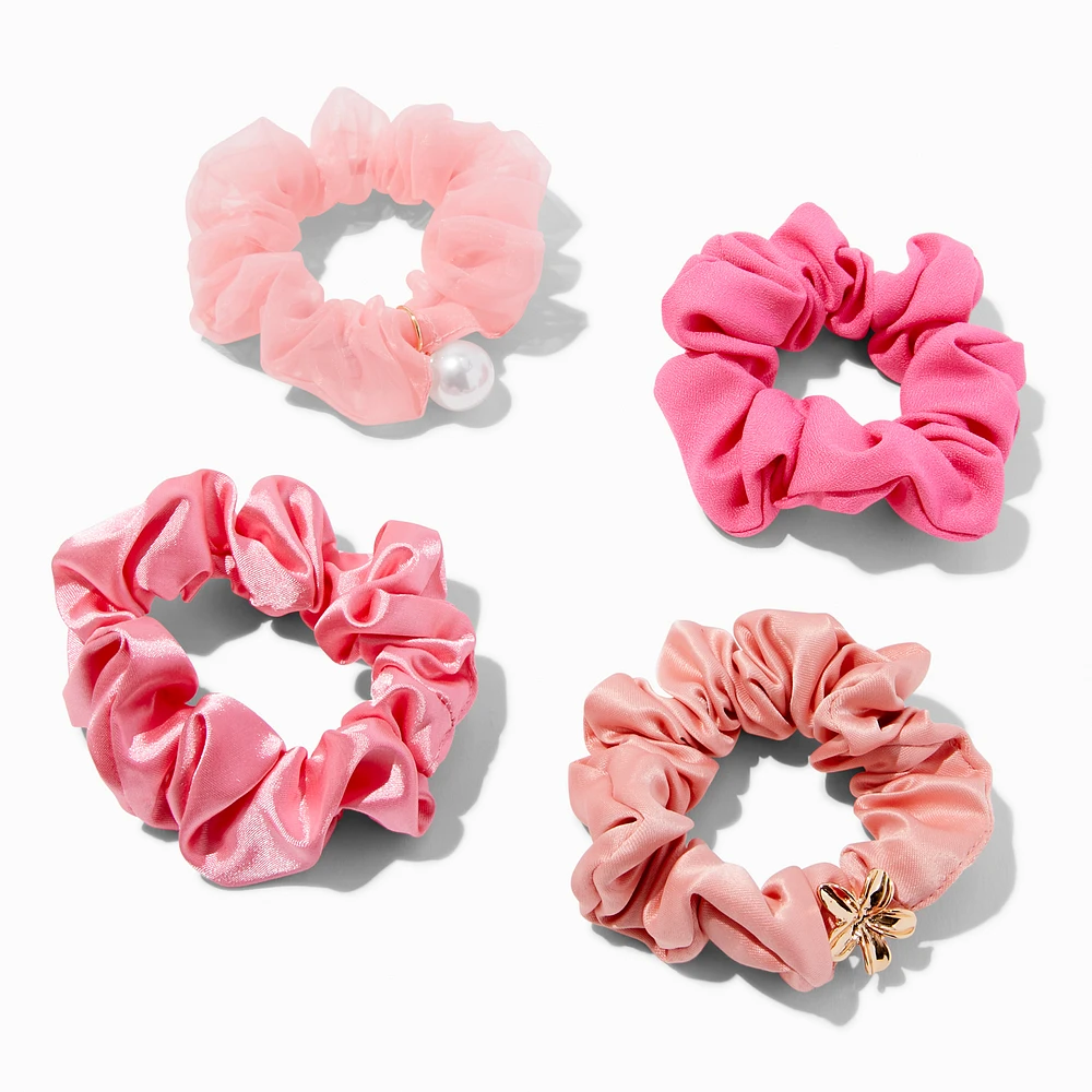 Coral Mixed Hair Scrunchies - 4 Pack
