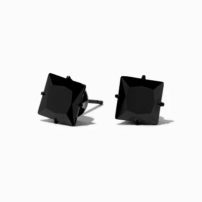 C LUXE by Claire's Black Titanium Cubic Zirconia Square Stud Earrings