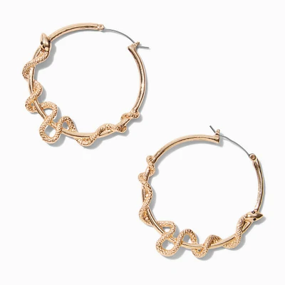 Gold-tone Snake Large Hoop Earrings