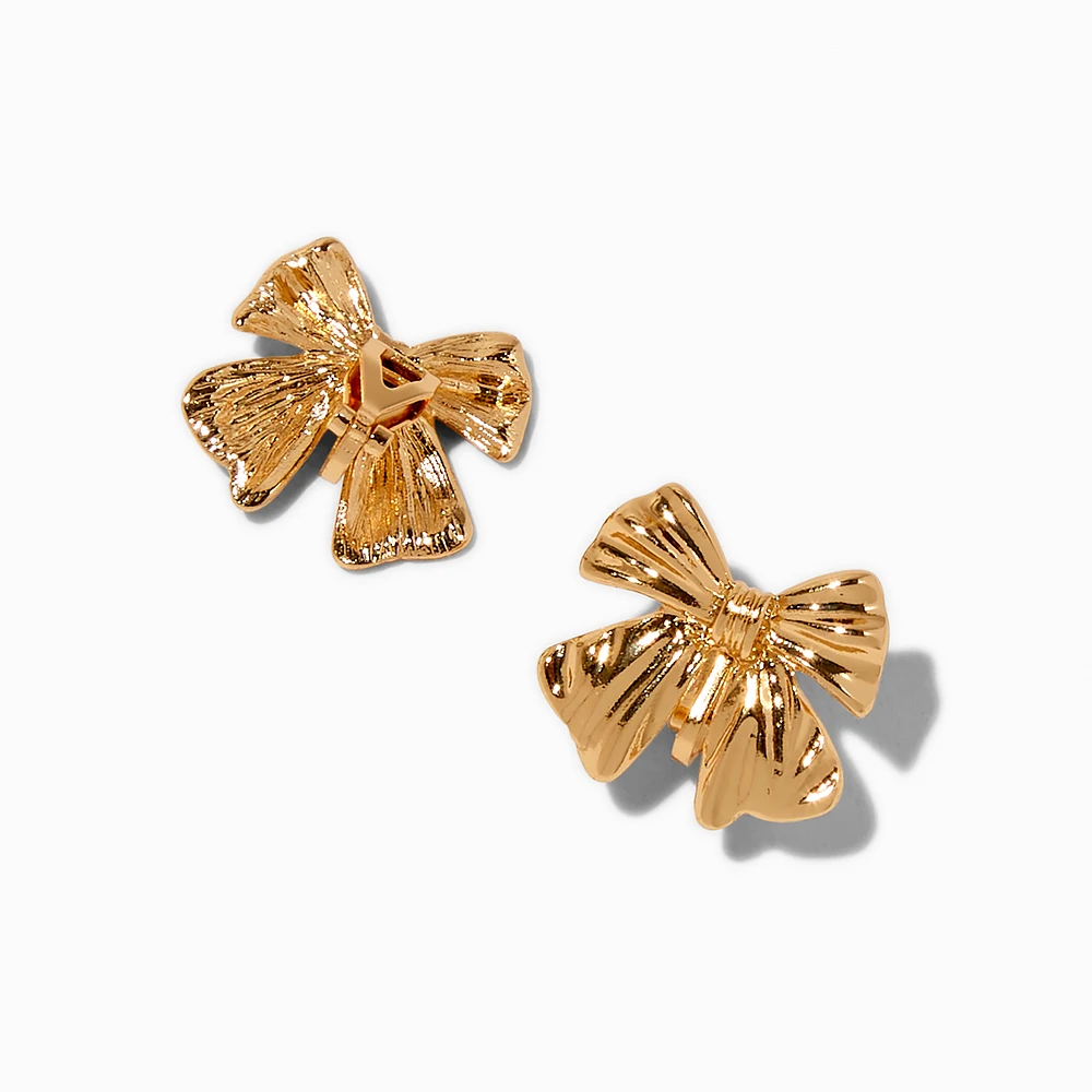 Gold-tone Bow Clip-On Earrings
