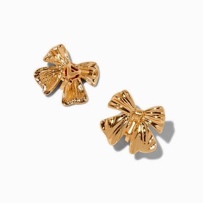 Gold-tone Bow Clip-On Earrings