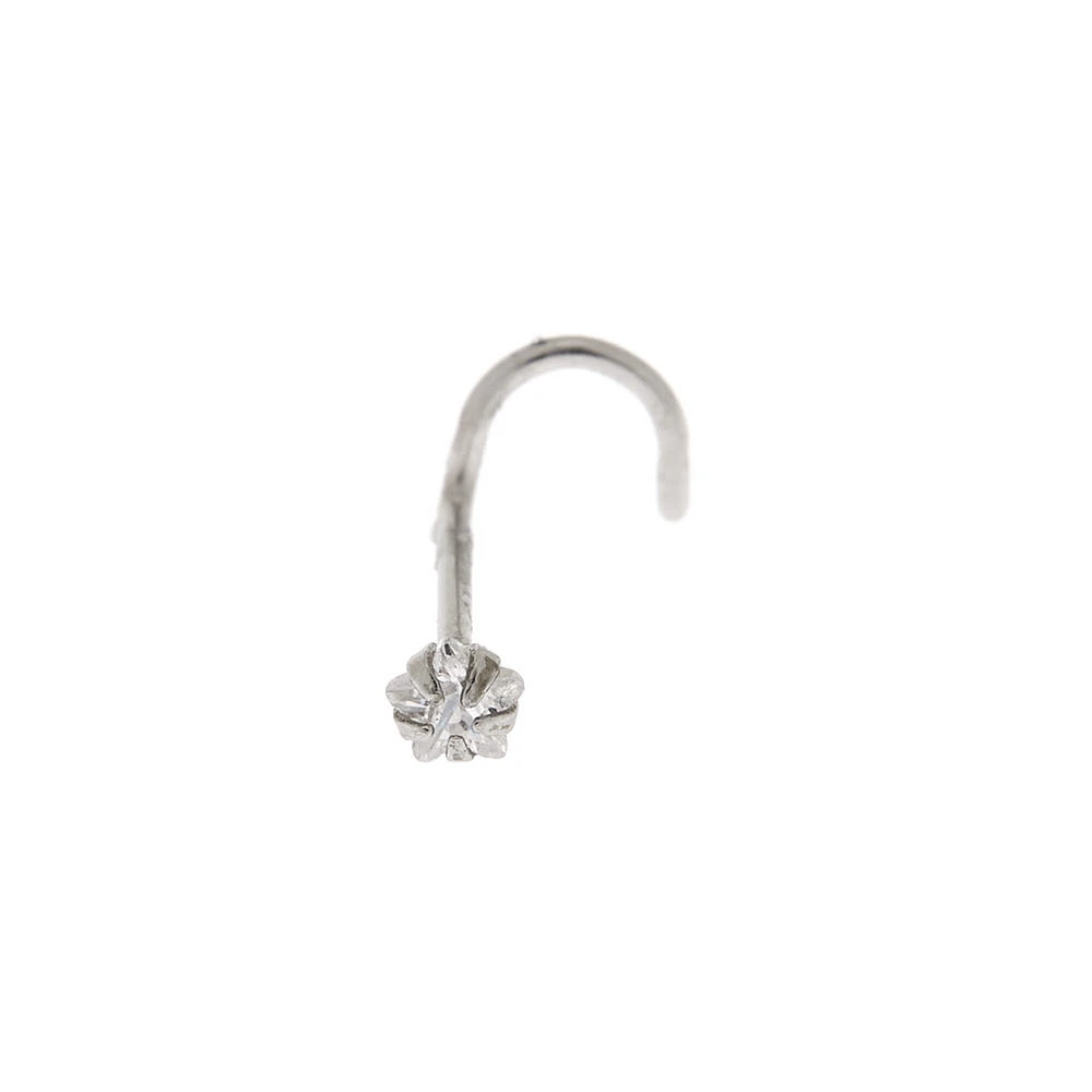 20G Silver-tone Stainless Steel Cubic Zirconia Star Nose Stud
