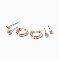 Rose Gold-tone Earring Stackables Set - 3 Pack