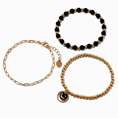Gold-tone Mood Moon Bracelet Set - 3 Pack
