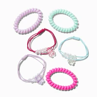 Teddy Bear Charm Mixed Hair Ties - 6 Pack