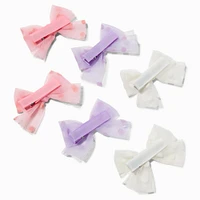 Claire's Club Pastel Polka Dot Mesh Hair Bow Clips - 6 Pack