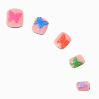 Multicolored Butterfly Square Press On Vegan Faux Nail Set - 24 Pack