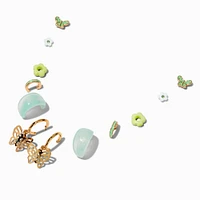 Gold-tone & Green Butterfly Earring Stackables Set - 6 Pack 