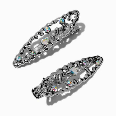 Iridescent Drip Heart Hair Clips - 2 Pack 