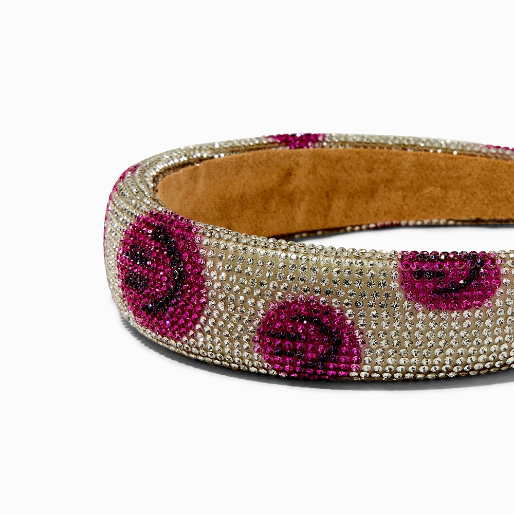 Pink Happy Face Crystal Embellished Headband