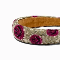 Pink Happy Face Crystal Embellished Headband