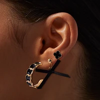 Black Onyx Bow Earring Stackables Set - 3 Pack