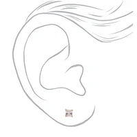 Rose Gold Cubic Zirconia 4mm Square Stud Earrings