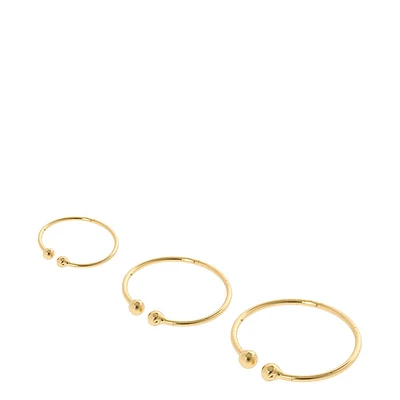 Gold-tone Stainless Steel Graduated Faux Nose Rings - 3 Pack