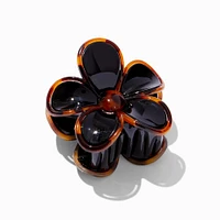 Black Tortoiseshell Lined Flower Hair Claw 