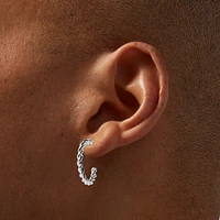Silver-tone Textured Huggie Hoops - 6 Pack