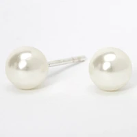 Sterling Silver 6MM Pearl Stud Earrings