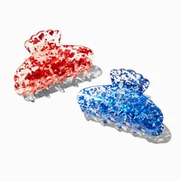 Red & Blue Glitter Hair Claws - 2 Pack