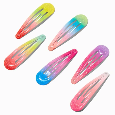 Claire's Club Ombré Glitter Snap Hair Clips - 6 Pack