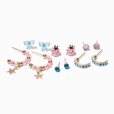 Pink & Blue Summer Mixed Stud Earrings - 6 Pack