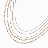 Gold-tone Mixed Multi-Strand Chain Necklace
