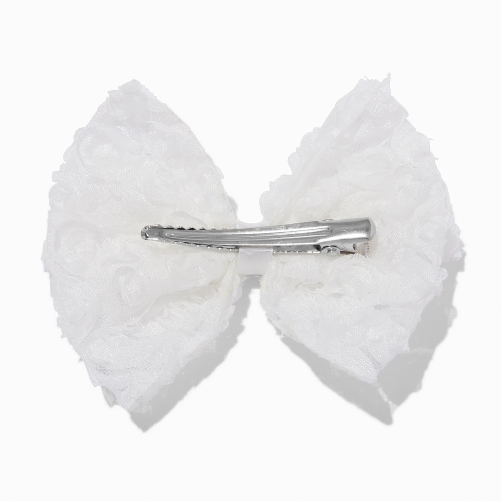 Claire's Club White Rose Hair Bow Clip