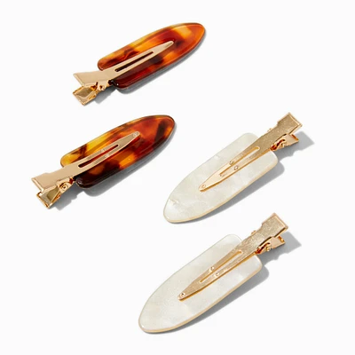 Tortoiseshell No Crease Hair Styling Clips - 4 Pack