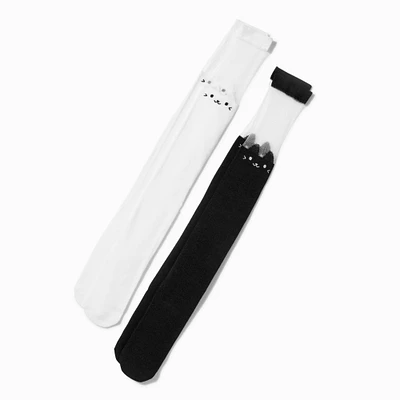Black & White Cat Over the Knee Socks - 2 Pack 