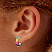 Glow in the Dark Rainbow Heart Hoop Earrings 