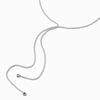 Silver-tone Laser Cut Cubic Zirconia Y-Neck Necklace 