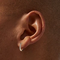 Rose Gold-tone Cubic Zirconia 10mm Hoop Earrings 