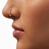 22G Gold-tone Sterling Silver Cubic Zirconia Pavé Nose Hoop